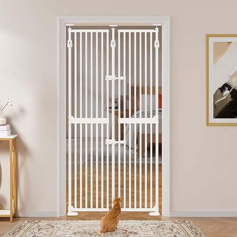 Barrière De Sécurité Pour Chat, Extra Haute de 188 cm, Barrière Pour Animaux, Avec Serrure, Barreaux Serrés, Montage Sans Perçage, Usage Intérieur (1/5)