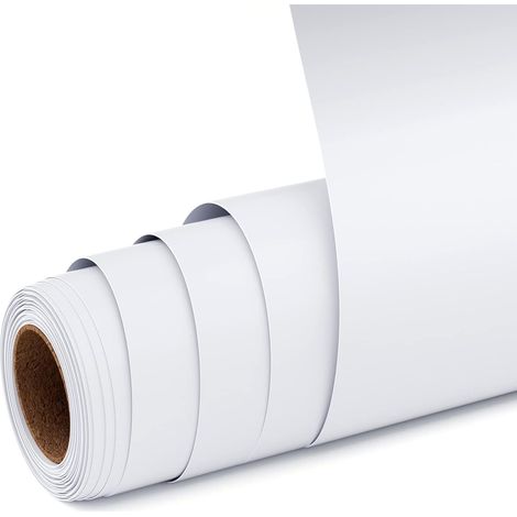 Vinyle Adhésif 12" x 15FT Permanent Vinyle Mat Blanc Film Autocollant Rouleaux de Film en Vinyl pour Traceur Auto-adhésif pour Cutters et Autres Machines (Blanc) (1/5)