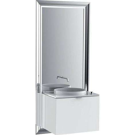 Conjunto de lavabo TOUCH CLASSIC 600mm. Marco frontal negro óptico blanco
