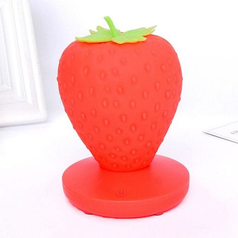Veilleuse Veilleuse pour enfant en forme de fraise en silicone avec changement de couleur - Rechargeable par USB - 3 modes - Interrupteur tactile - Cadeau pour anniversaire, Noël - Rouge (1/4)