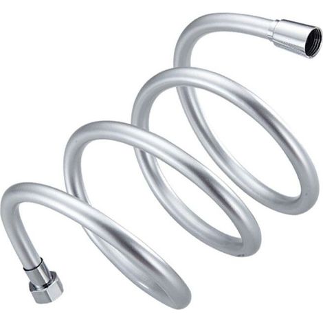 Flexible de douche de 150 cm avec protection anti-torsion, raccord standard 1/2", résistant au pli, testé pour l'eau potable sous pression, argent (1/5)