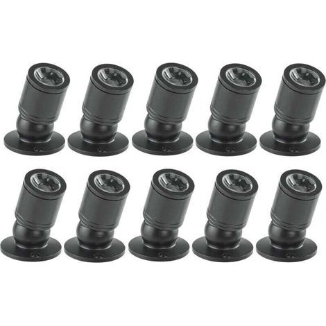 10er-Pack Ulisem Mini-LED-Strahler, 1 W, Einbau, mit Treiber, 100–265 V Wechselstrom, für Zuhause, Keller, Schmuckkästchen, Wohnzimmer, Kleiderschrank [Energieklasse A+] (schwarz, warmweiß) (1/5)