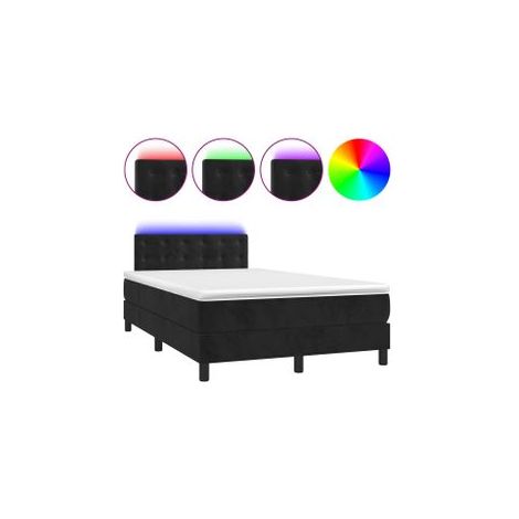 Sommier à lattes de lit avec matelas et LED Noir 120x200 (1/5)