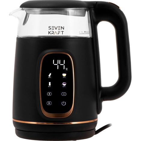 Hervidor eléctrico, capacidad de 1,7 L, potencia de 2200 W, temperatura ajustable de 40 a 100 °C, función de mantenimiento del calor de 2 horas, material de vidrio. (1/5)