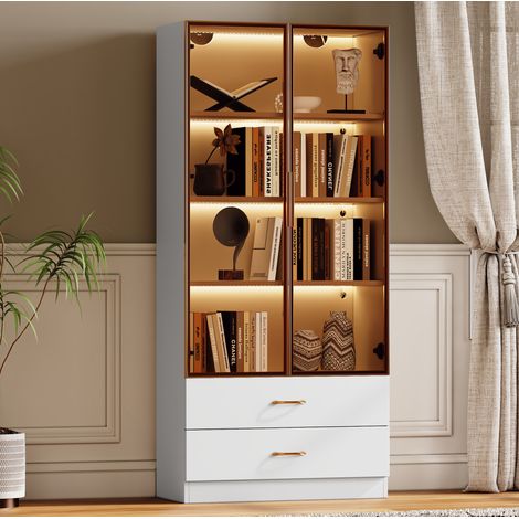 mobile armadio bagno alto vetro bianco MDF salvaspazio HAVRYA (1/5)