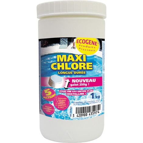 MAXI CHLORE LENT GALETS 250 G  5 ACTIONS - SEAU DE 2 KG