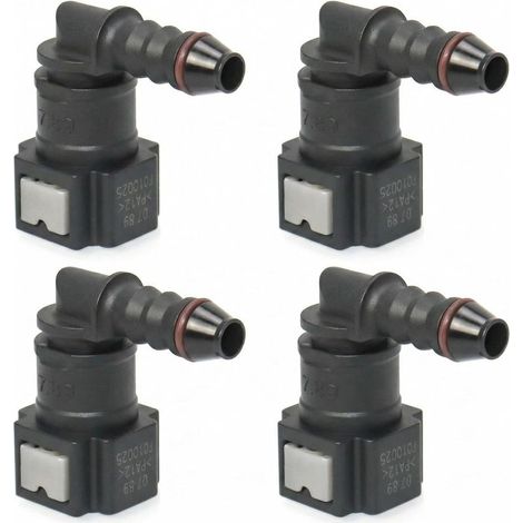 Lot de 4 Connecteur de Tuyau de Carburant de Voiture, Raccord durite essence, connecteur rapide à 90 degrés, plastique 7.89mm Connecteur ID6 (1/5)