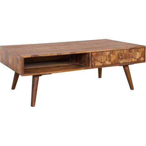 Couchtisch SCANI 100 cm aus massivem, lackiertem Sheeshamholz im skandinavischen Stil