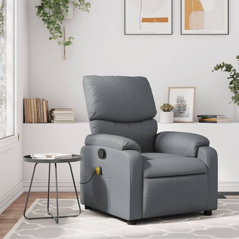 Massagesessel Relaxsessel Grau Kunstleder