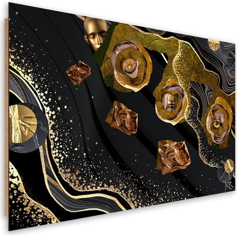 Quadro deco panel, Asstrazione di volti dorati - 100x70 (1/5)