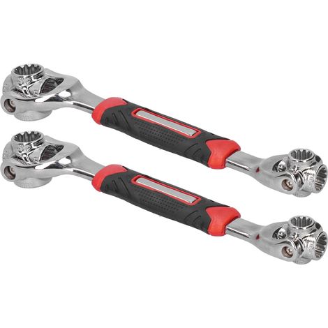 Clé à douille multifonctionnelle 8 en 1 en acier au carbone, rotative à 360° (lot de 2). (1/5)