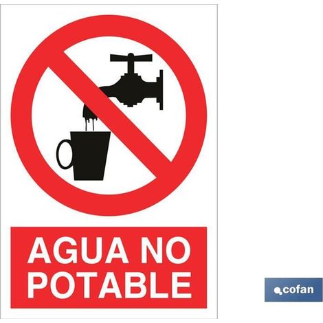 Panneau adhésif 148x105mm interdisant l'eau non potable, matériau au choix.