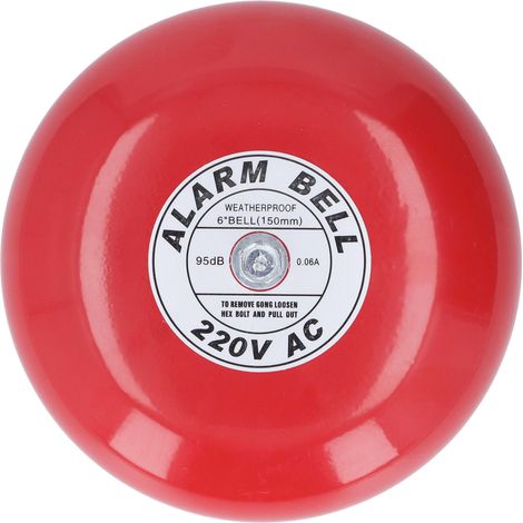 Elektrische Feuermelderglocke aus Metall, rund, 15 cm Durchmesser, 95 dB, 220 V, Zubehör für Zuhause, Hotel, Boot (1/5)