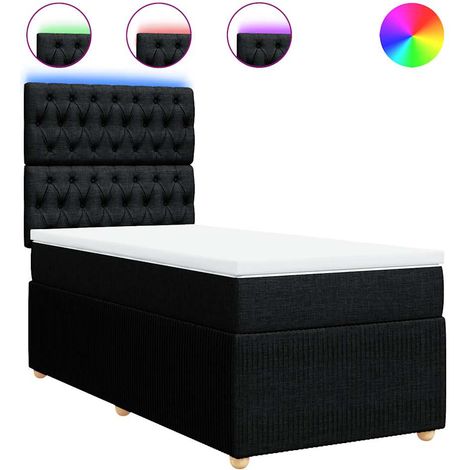 Maison Exclusive - Sommier à lattes de lit avec matelas Noir 90x190 cm Tissu (1/5)
