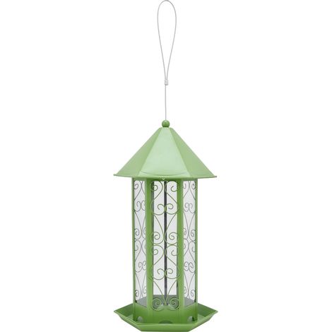 Mangeoire à oiseaux rétro avec couvercle en métal, outil d'alimentation pour oiseaux d'extérieur pour parc ornithologique (1/5)