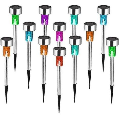 Lot de 12 lampes solaires d'extérieur pour jardin, éclairage LED solaire étanche, petit tube lumineux, éclairage de rue et de cour (1/4)