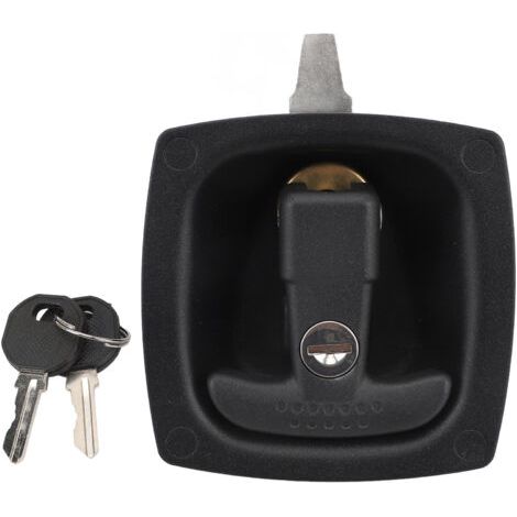 TARSHYRY Loquet de Boîte à Outils Loquet de Poignée en T en Alliage de Zinc Noir Type T Boîte à Outils Serrure à Poignée Pliante avec Deux Clés Serrure de Porte RV pour Caméra RV par.