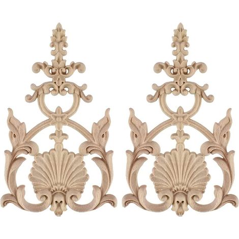 Moulures en bois sculpté pour la décoration, autocollants pour meubles, portes, lits, fenêtres, non peintes, à faire soi-même (2 pièces) (1/5)