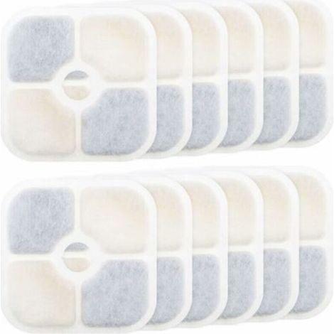 12pcs Filtres de Fontaine pour Animaux de Compagnie Remplacement Compatible avec Catit PIXI 43717 Fontaine à Eau pour Chat Filtres de Distributeur d'eau Accessoires, 8.4x8.4cm, (1/4)