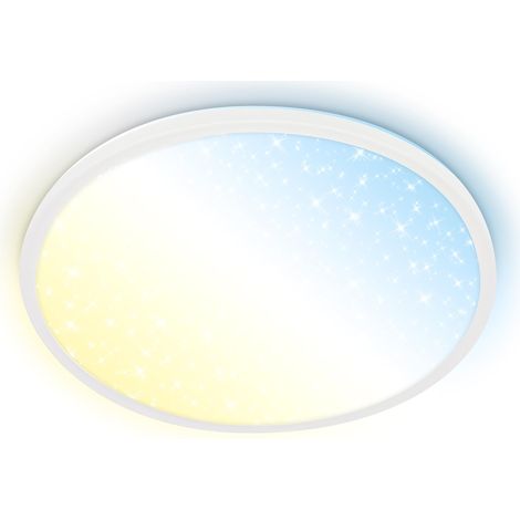 Panneau LED avec télécommande, intensité lumineuse variable, ciel étoilé, CCT blanc chaud à blanc froid, lustre salon, lustre chambre, luminaire plafonnier, 37,5x4,5 cm, blanc (1/5)