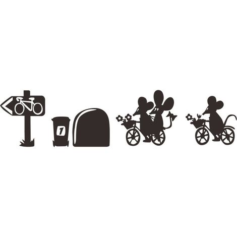 Sticker mural en vinyle pour plinthe Motif Mouse Hole Bikes 19 cm x 5 cm (1/5)