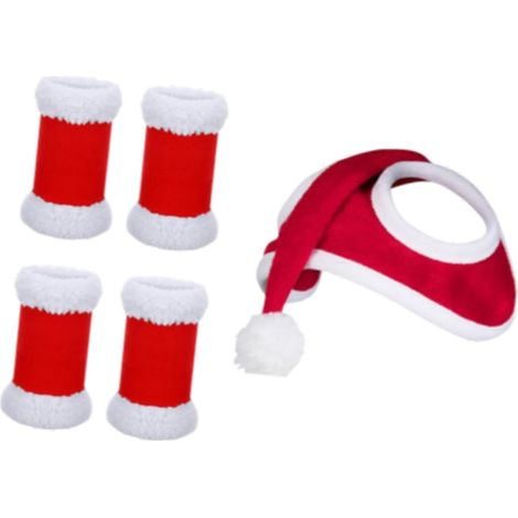 1 bonnet de noël pour cheval, 4 guêtres en velours, accessoire équestre festif, protection jambes, hiver (1/5)