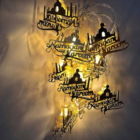 Ramadan Guirlande Lumineuse En Métal Décor Doré Décor De Festivals De Lumière Musulmans (1/5)