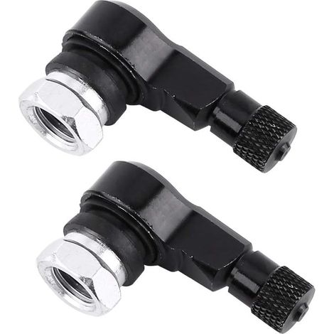 2pcs 11.3mm Voiture Tige de Valve de Pneu de Moto 90 degrés Angle Roue Tige de Pneu Tubeless Valve Tige Bouchons pour Standard Tubeless pneus Roues(Noir) (1/5)