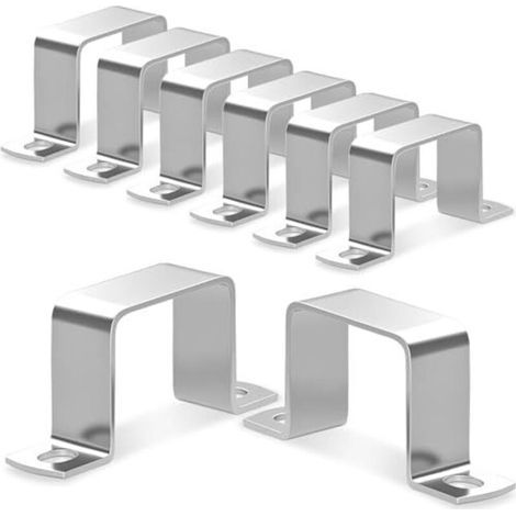 Set mit 8 Edelstahl-Rohrschellen (304) für 40 x 40 mm Vierkantrohre. Diese U-förmigen Schellen und Halterungen eignen sich ideal für Eingangstüren, Fenster und Leitungen. (1/5)
