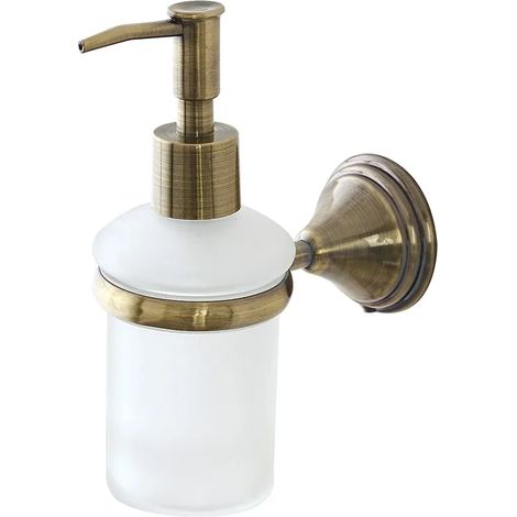 Porta dispenser sapone liquido da muro in acciaio finitura bronzo kit fissaggio incluso Iris (1/2)