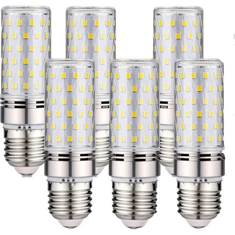 Lot de 6 ampoules LED E27 -16 W Blanc froid 6000 K 1600 lm (équivalent à une ampoule halogène de 150 W) AC 200-240 V, non dimmable, grand culot à visser E27 LED, angle de faisceau 360°