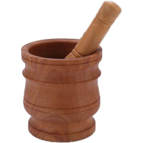Robustes Mörser- und Stößel-Set für Gewürze und Kräuter-Wood grain (1/2)