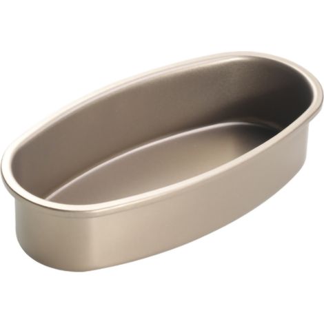 Plateau à Cheesecake Oval en Acier Carbone - Moule de Cuisson Antiadhérent Doré pour Gâteaux et Pains - Dimensions 23x12x5cm