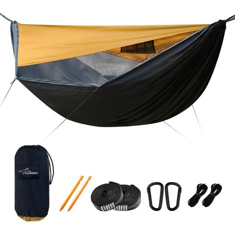 Camping-Hängematte mit Moskitonetz und Sonnenschutz, Outdoor-Hängematte mit Baumgurten und Firstseil, ultraleichte, tragbare Hängematten für Camping, Wandern, Garten und Reisen