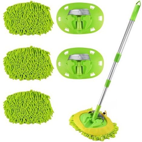 118 cm Teleskop-Außenwaschbürsten-Set, 2-in-1 Teleskop-Reinigungsbürste für Wohnmobile, mit 3 Bürsten/2 Ersatzbezügen, für Wohnwagen, LKWs und PKWs (1/5)