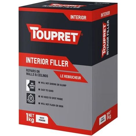 Toupret Interior Filler 1kg - Quick Dry & Easy Sanding (1/2)