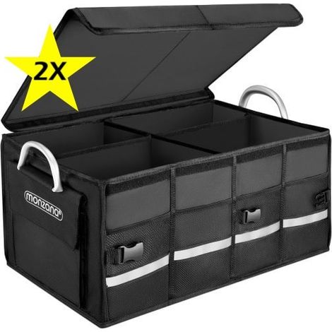 Lot de 2 Caisses / sacs de Rangement coffre de voiture noir 60x35x30cm (1/5)