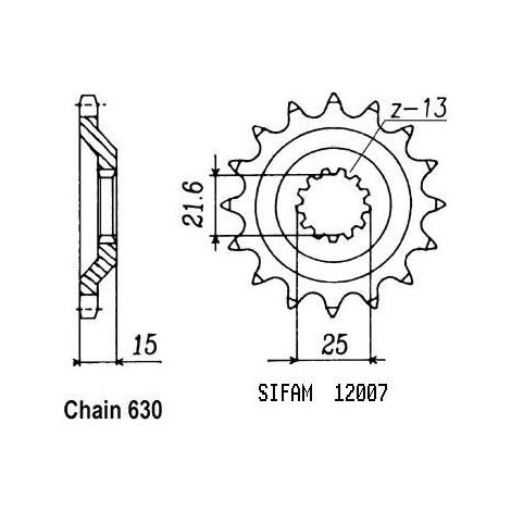 Pignon Kawasaki - 630 - 15 Dents - Similaire JTF514 - Made in Germany