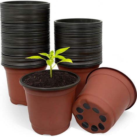 100 Pots de Repiquage Plastique 10 cm Réutilisables avec Trous de Drainage pour Semis, Boutures et Jeunes Plants (1/5)