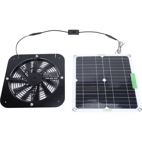 Ventilateur d'extraction solaire 100W, panneau de Ventilation de 13.5 pouces, alimenté pour chien, poulailler, serre, camping-car