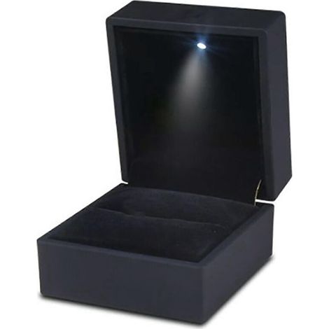 Boîte à Bagues Noire LED Haut de Gamme – Coffret Rangement Demande en Mariage (1/5)