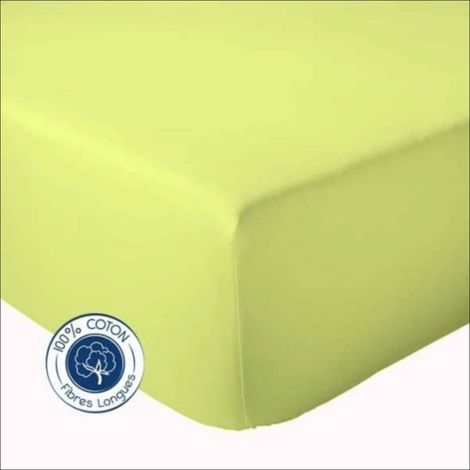 Drap Housse coton bonnet 23 cm fabriqué en France Vert 180x190 cm
