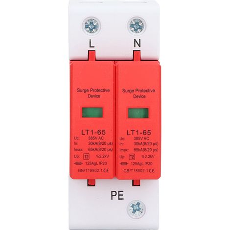 Dispositif de protection contre les surtensions, disjoncteur, 2 pôles, AC385V 30‑65KA, fournitures électriques pour la maison (1/5)