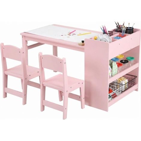 Table pour enfants avec 2 chaises, table de dessin et d’étude avec rangement pour salle de jeux et crèche (1/5)