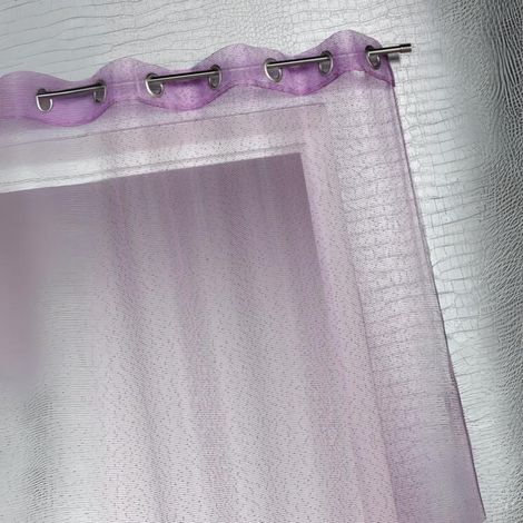 Voilage organza à fines rayures horizontales Violet parme 140x240 cm