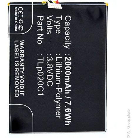 NX - Batterie téléphone, smartphone, GSM pour Alcatel 3.8V 2000mAh - CAC2000012C2TLP020 (1/3)