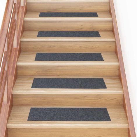 Tappetini per scale autoadesivi 30 pz 76x20 cm Grigio chiaro Rettangolari vidaXL
