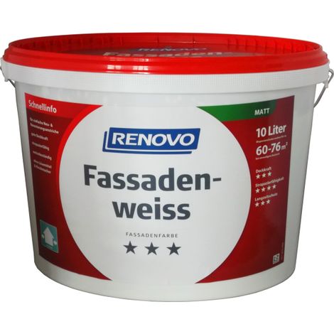 Renovo Fassadenweiss matt 10 Ltr. Fassadenfarbe