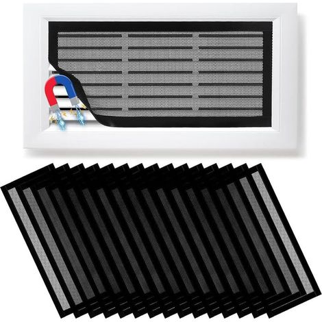 15Pcs Couvre-Prises Magnétiques pour Grille de Plancher 4x10'' en PVC Écran Magnétique pour Filtre à Poussière D'Aération de Plafond (1/5)