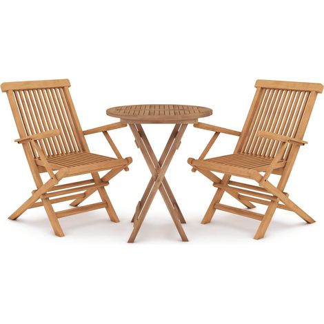 Maison Exclusive - 3-tlg. Garten-Essgruppe Massivholz Teak (1/5)